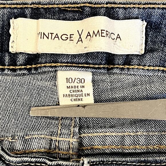 Vintage America Jeans Blue Boho Skinny Stretch lightly distressed Women Size 10 - Picture 7 of 9